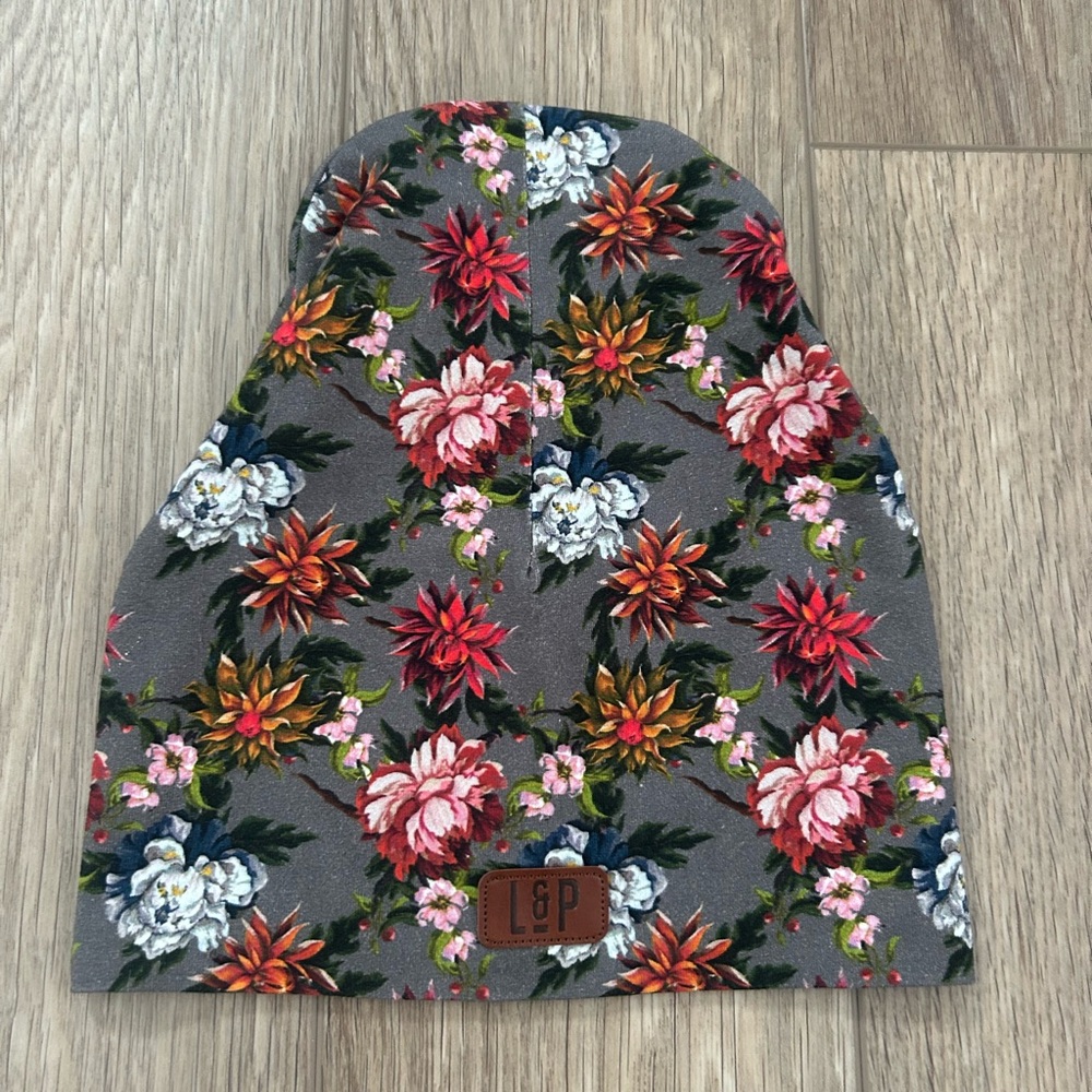 Kids Floral Gray Beanie